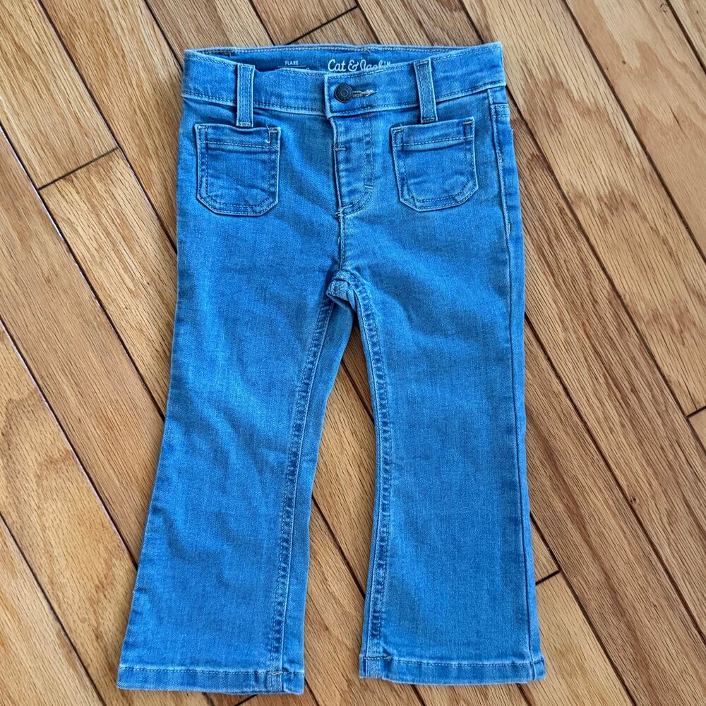 Cat & Jack Toddler Girls 3T Flare Jeans Ultimate Stretch Adjustable Waistband